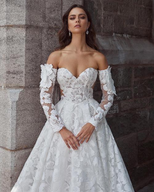 124126 lace a line wedding dress with sleeves or strapless neckline1